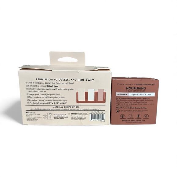 KITSCH Self-Draining Soap Dish - Terracotta & Solid Conditioner Castor Oil - Picture 2 of 5